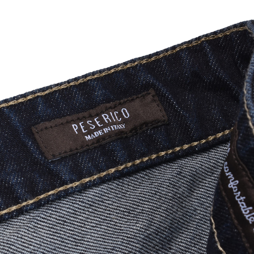 Navy Blue Cotton Straight-Leg Jeans