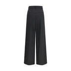 Black Polyester Casual Pants