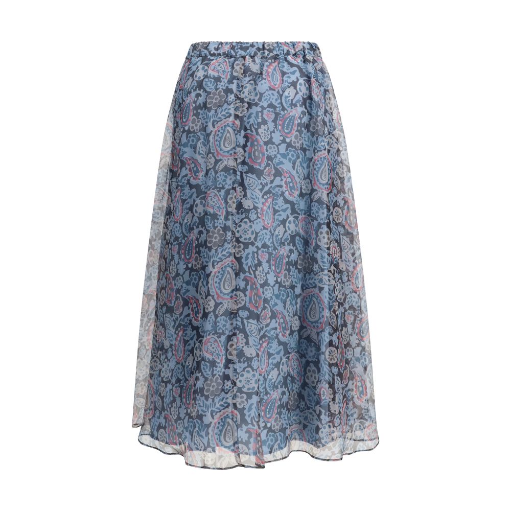 Multicolor Silk Long Skirt
