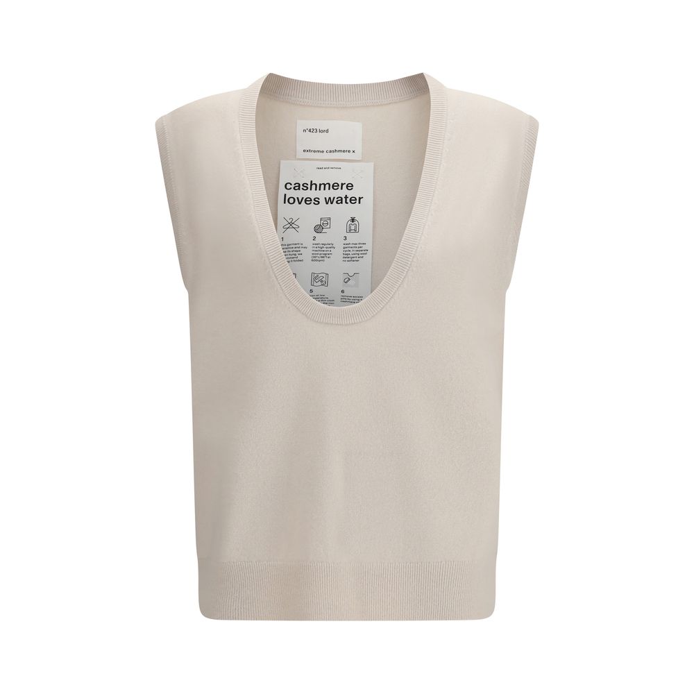 Beige Cashmere Sleeveles Sweater