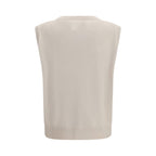 Beige Cashmere Sleeveles Sweater