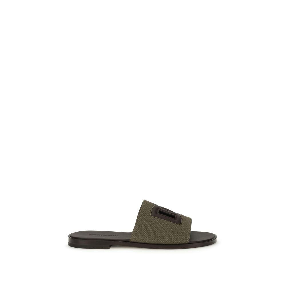 Bicolor Canvas Flat Sandals