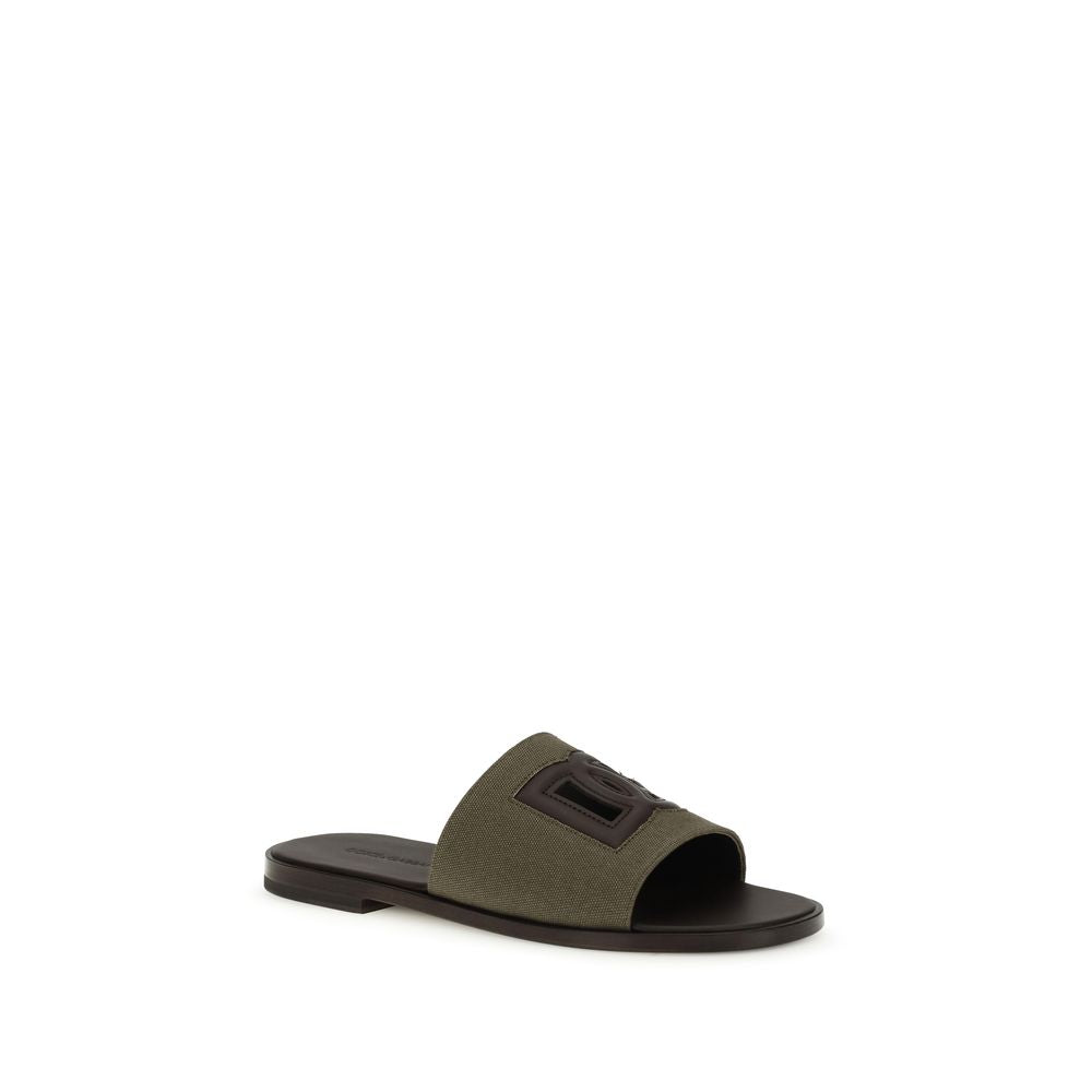 Bicolor Canvas Flat Sandals