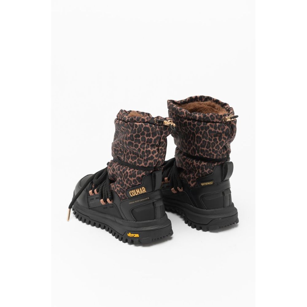 Black Polyester Ankle Boots