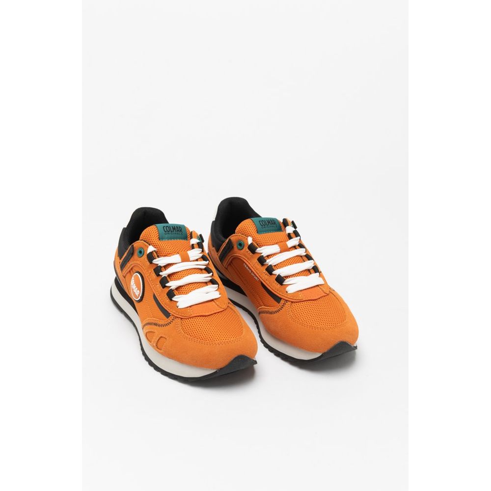 Orange Leather Athletic Sneakers