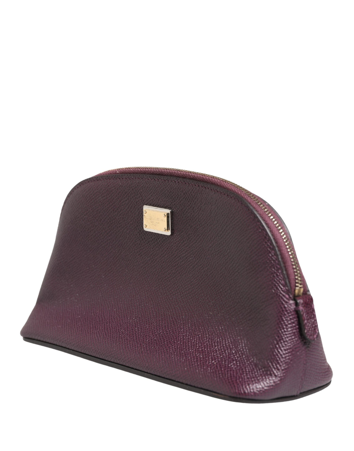 Dark Purple Leather DG Logo Zip Around Hand Purse Wallet