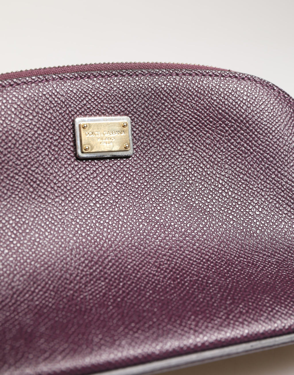 Dark Purple Leather DG Logo Zip Around Hand Purse Wallet