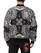 Black White BandanaPrint Men Bomber  Jacket