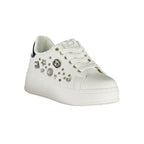 White Polyurethane Women Sneaker
