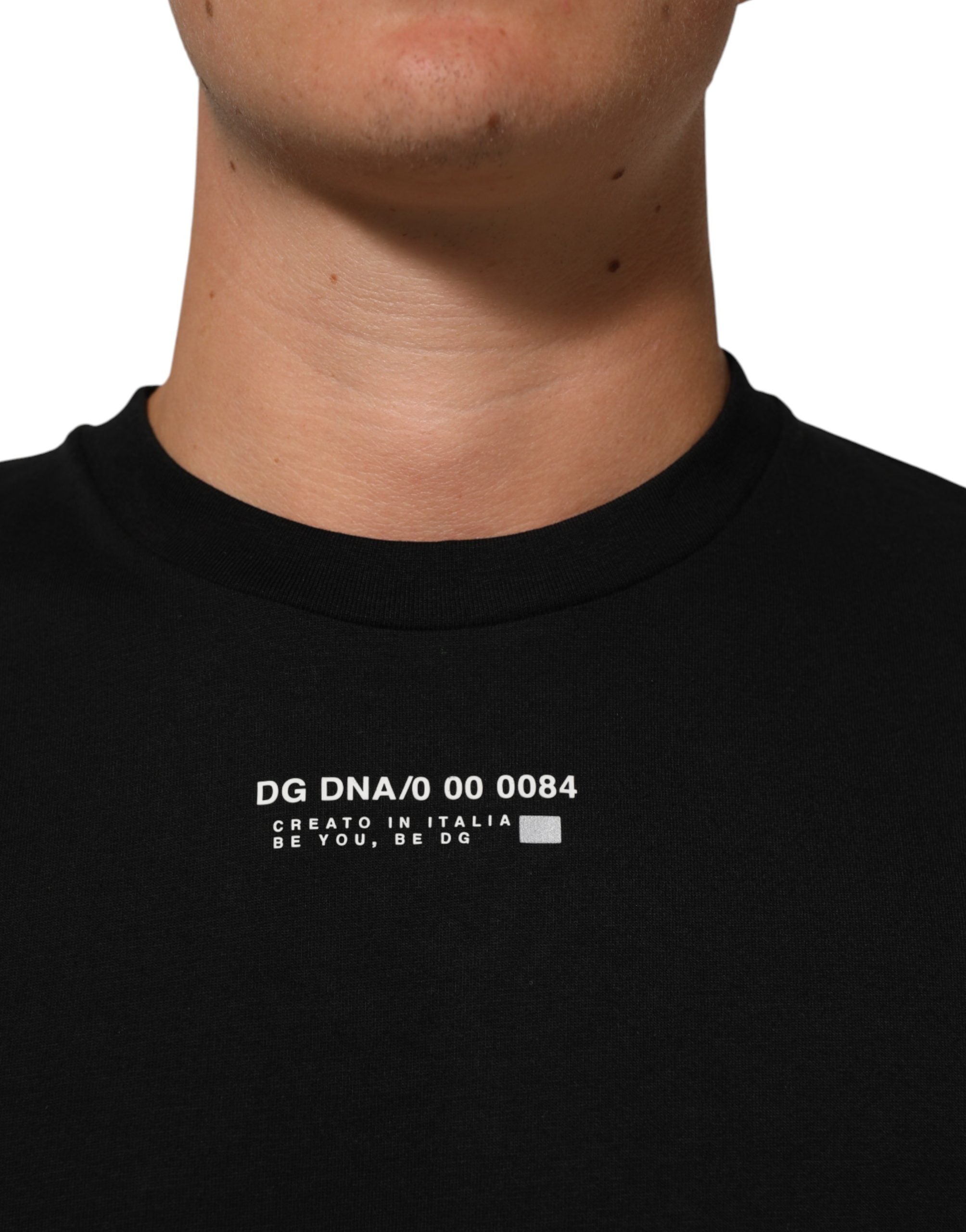 Black Statement Cotton Crew Neck Men T-shirt