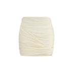 Beige Fabric Mini Skirt