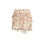 Beige Viscose Mini Skirt