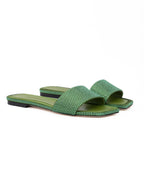 Green Satin Crystal Clovis Flat