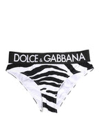 Black White Zebra Print Brief Panty Underwear
