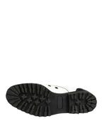 Black White Leather Derby Shoes