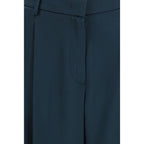 Blue Silk Casual Pants