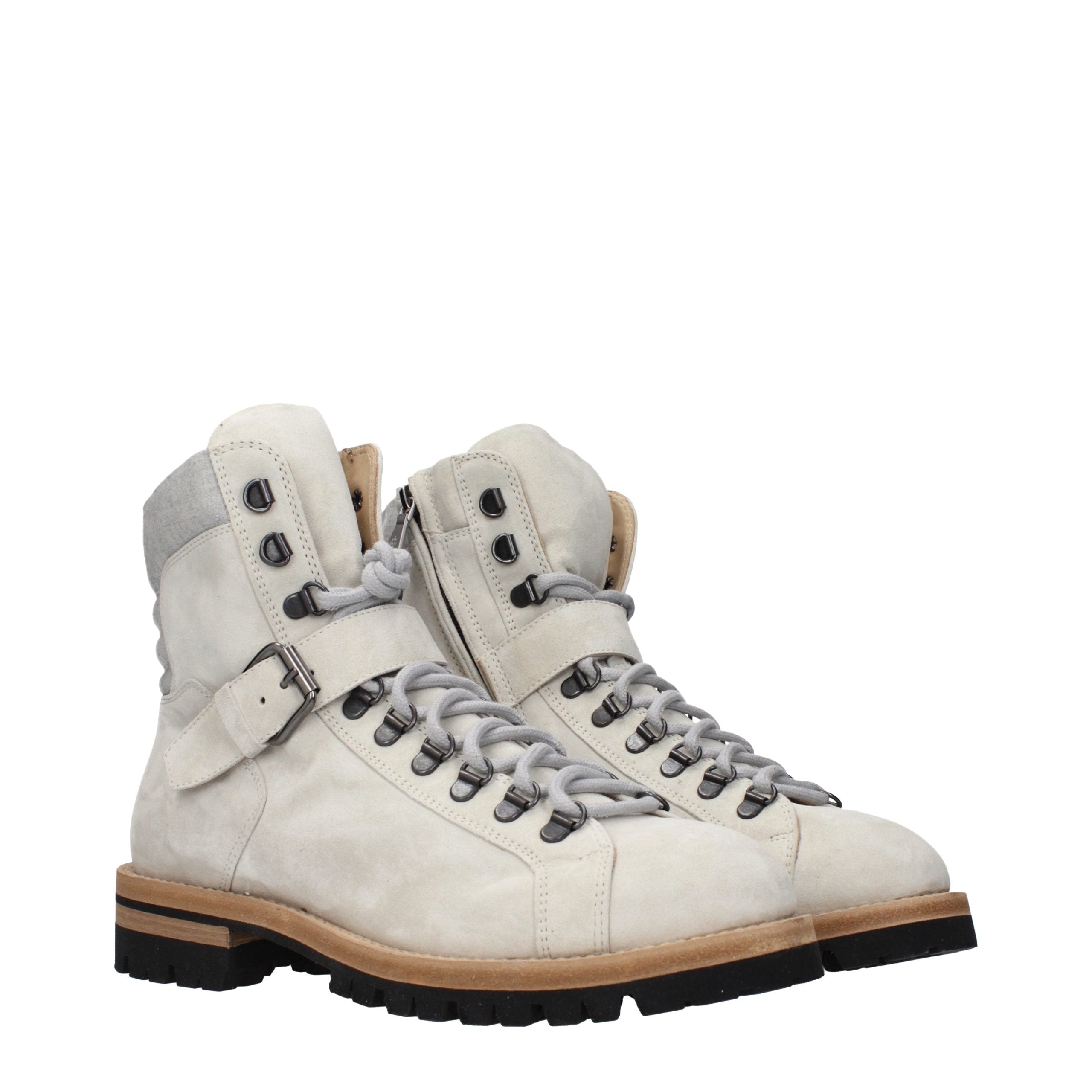 Gray Leather Ankle Boots