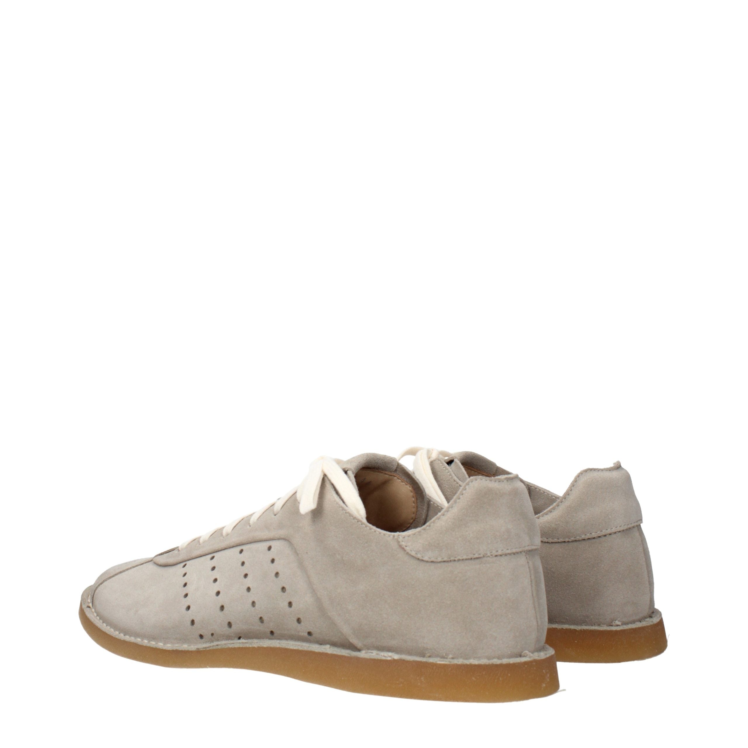 Gray Leather Low Top Sneakers