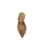 Brown Silk Stiletto Heel Sandals