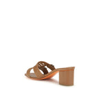 Beige Calf Leather Bos Taurus Platform Sandals