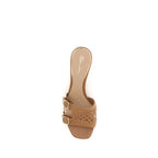 Beige Calf Leather Bos Taurus Platform Sandals