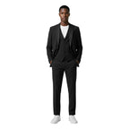 Black Polyester Three-Piece Suit