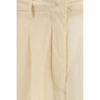 Beige Cotton Casual Pants