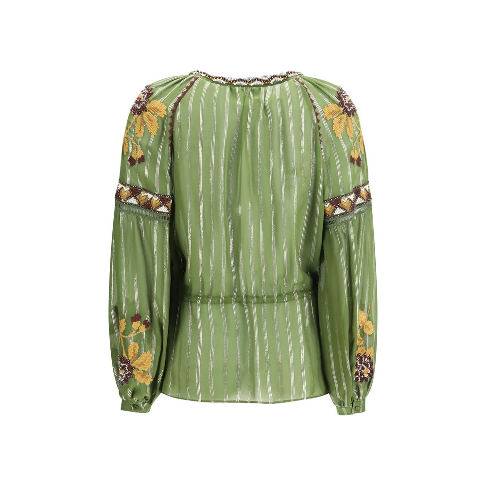 Bicolor Silk Pattern Shirt