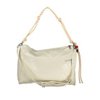 Ecru Polyurethane Women Handbag