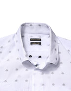 White Cotton Slim Fit Collared Men Dress Shirt