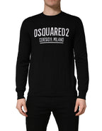 Black Logo Knitted Crew Neck Men Pullover Sweater