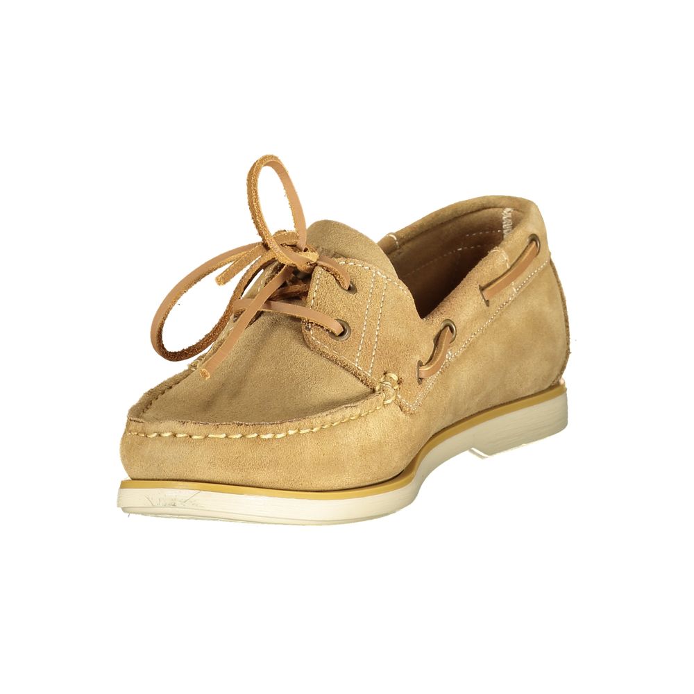 Beige Leather Men Classic Shoe