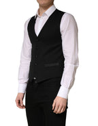 Black Wool Single Breasted Men Waistcoat Vest