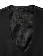 Black Wool Single Breasted Waistcoat Vest