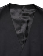 Black Wool Single Breasted Waistcoat Vest