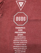 Maroon Print Round Neck Short Sleeve T-shirt