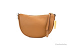 Michael Kors Dover Small Luggage Pebbled Leather Half Moon Crossbody Bag Purse