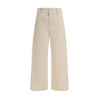 Beige Cotton Casual Pants