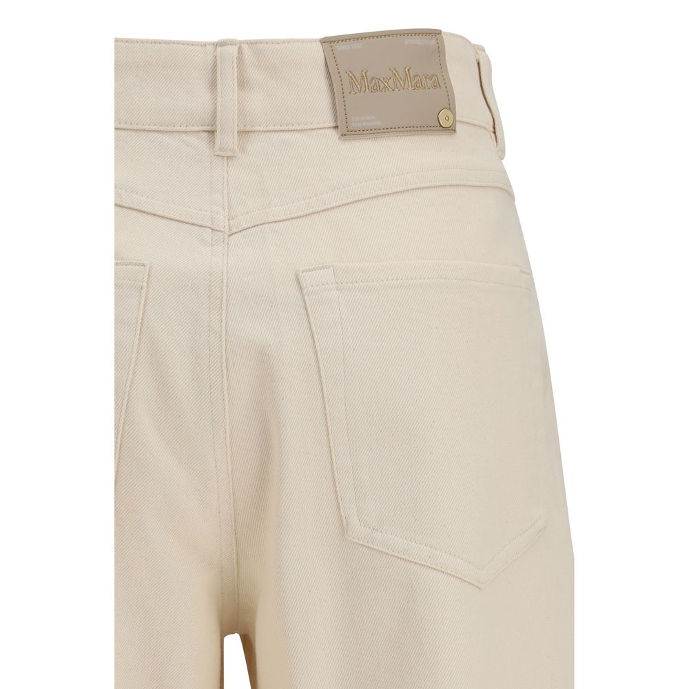 Beige Cotton Casual Pants