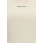 Beige Cotton Sleeveles T-Shirt