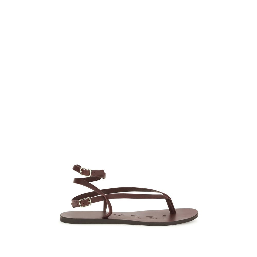 Brown Calf Leather Bos Taurus Flat Sandals