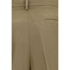 Beige Viscose Cropped Pants