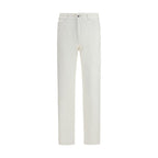 White Cotton Straight-Leg Jeans
