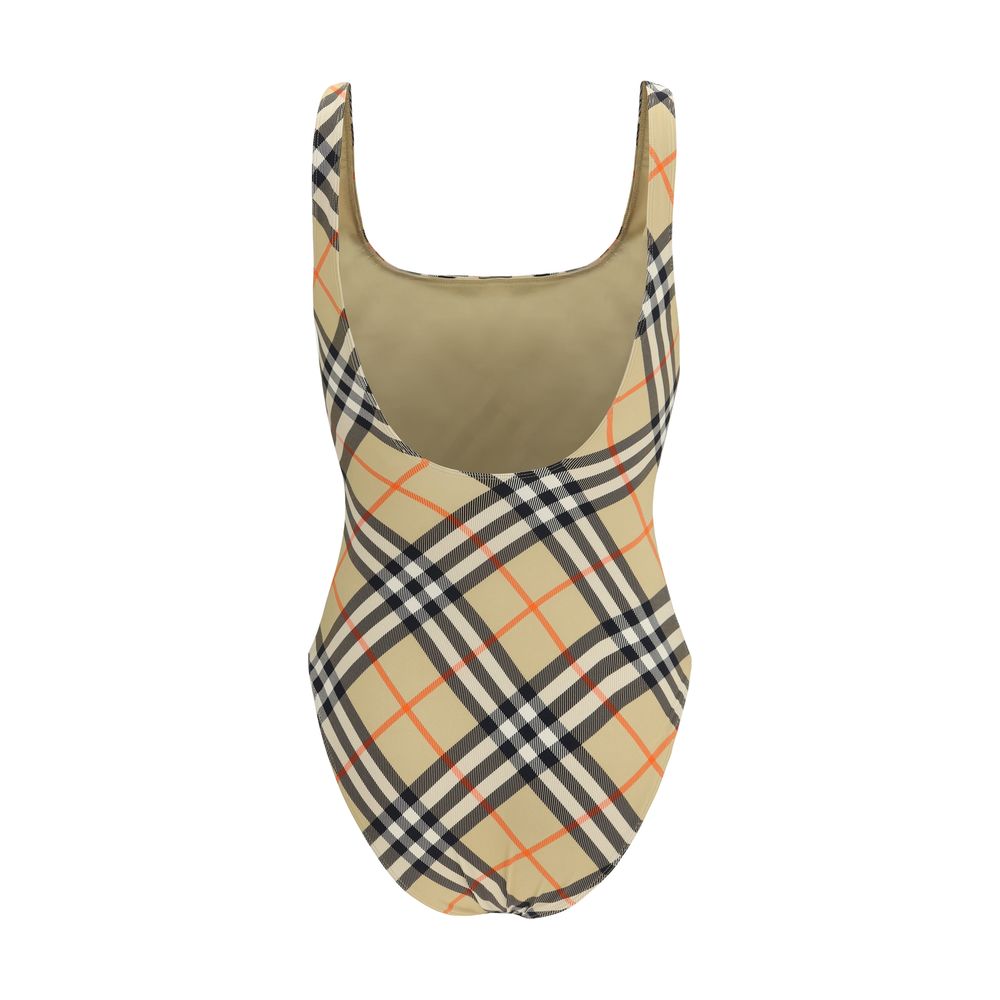 Beige Polyamide One-Piece Swimsuit