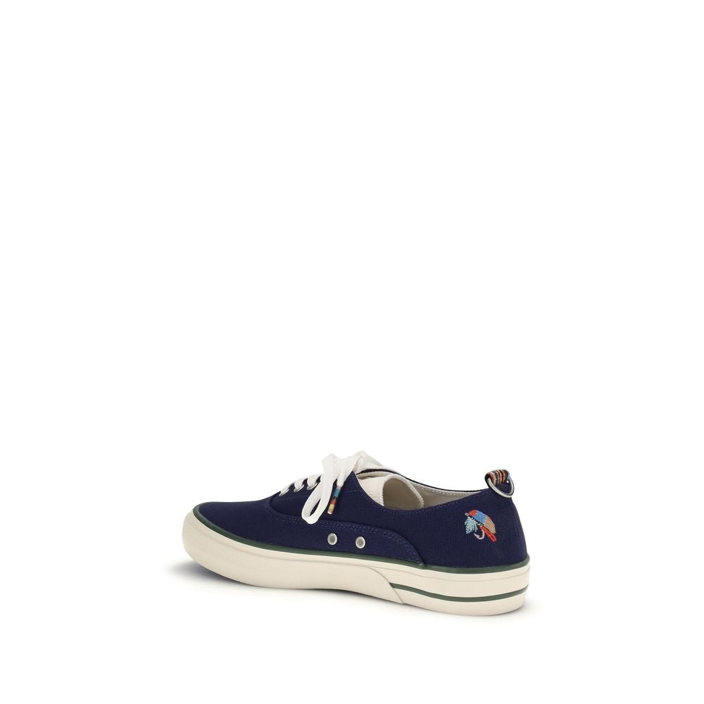 Blue Cotton Low Top Sneakers