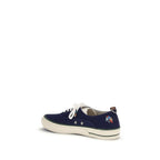 Blue Cotton Low Top Sneakers