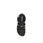 Black Calf Leather Bos Taurus Flat Sandals