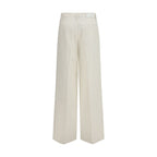 White Cotton Casual Pants