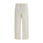 Beige Cotton Casual Pants