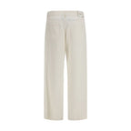 Beige Cotton Casual Pants